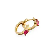 ANYCO Earrings Gold Plated Red Luxury Square CZ Round Ear Buckle For Women Girl Teen Chic Fashion Stylish Accessories Jewelry Gifts