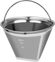 #4 Reusable Permanent Cone Coffee Filters, 8~12 Cup Size 4 Coffee Filters, Perfe