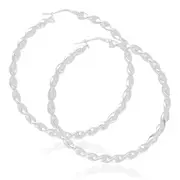 Sterling Silver 50mm Twist Hoop Earrings