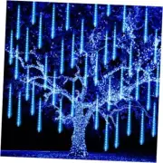Christmas Lights Outdoor, 288 LED2" 8 Tubes Meteor Shower Lights Outdoor 1 Blue