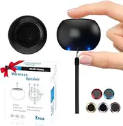AUKSKY 2Pack Portable Mini Speaker, Bluetooth Tiny Speaker,Wireless Micro Speaker for Phone/PC/Tablet, Rechargeable Battery, Built-in Microphone, Cute Mini Speaker with Strap to Carry, Black