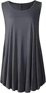 [Generic] Pajamas Women Sleeveless Solid Color Vest Loose Coat Casual Summer Dress Swing Shirt Jeans Chiffon Top Women