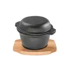 Pyrolux Genuine Pyrocast Garlic Pot with Maple Tray Durable Heavy Duty Cast Iron