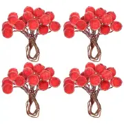 40 Pcs 12mm Artificial Berry Artificial Holly Berries with Wire Stems Red