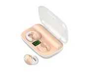 S19 Wireless Earbud HiFi CVC8.0 Intelligent Noise Reduction Bluetooth-compatible5.0 Not In-ear Mini Business Earphone with Microphone for iPhone-Beige