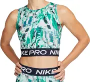 NEW Nike Pro Dri-Fit Allover Print Green Training Tank Top DQ5566-365 Womens L