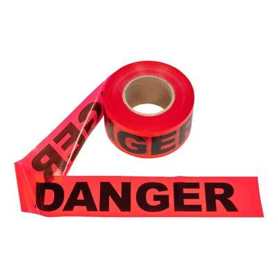 BARRICADE TAPE, 3 IN X 1000 FT, RED, "DANGER" (3 ROLLS)