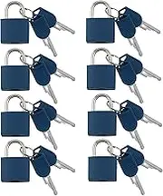 VIP - 8 Pc Metal Padlock Solid Brass Luggage, Backpack, Diary, Jewelry Box, Crafts, School Teaching Lock with Key and Durable Cover (Small, Navy Blue)
