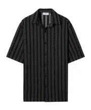Off-White All-Over Patterned Short-Sleeved Shirt M Black