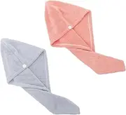 TOGEVAL 2pcs Hair Drying Towel Wrap Soft Fleece Dry Hair Cap Quick Absorption Perfect for Shower