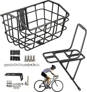 Front Wire Metal Bike Basket, Easy Assembly Front Bicycles Storage Rack, Precise Sturdy Bike Storage Accessories for Picnic School Commutes Shopping