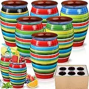 6 Pcs 12 oz Cantaritos De Barro Mexicanos Mini Cantaritos Shooters Pottery Cocktail Glasses for Margaritas Mojitos Mexican Mexicanos Cocktail Cups (Colorful)
