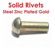 .Solid Rivets Truss Head Steel Zinc Gold - 3.15mm Diameter - 9.4mm Stem Length