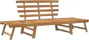 vidaXL Solid Acacia Wood Garden Bench 2-in-1 Outdoor Wooden Daybeds Patio Sun-Lounger Folding Multifunctional Couch Long Seating Furniture