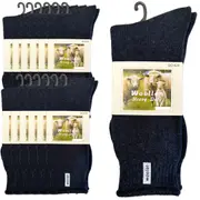 24 Pairs Premium Mens Wool Heavy Duty Thick Work Socks Cushion Woolen - Navy