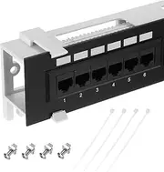 uxcell 2.3" Blank Key Stone Cat6 Network 12-Port Patch Panel, 10" Rack & Wall Mountable Patch Bay with Network Module for Servers Network, Multi Terminal Services