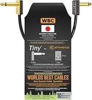 25 CM - Pedal, Effects, Patch, Instrument Cable Custom Made by WORLDS BEST CABLES – Made Using Mogami 2319 Wire & Eminence Tiny Gold Plated ¼ inch (6.35mm) R/A TS Connectors