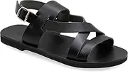 [EMMANUELA handcrafted for you] Emmanuela Ancient Greek Style Leather Fisherman Sandals for Men, Handmade Leather Open Toe Men's Sandals, Quality Adjustable Buckle Summer Shoes Black, Brown, Beige