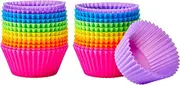 Amazon Basics Reusable Silicone Baking Cups, Muffin Liners - Pack of 24, Multicolor