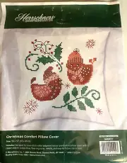 Herrschners "Christmas Comfort Pre-finished Pillow Cover" 16"x16" Festive!!