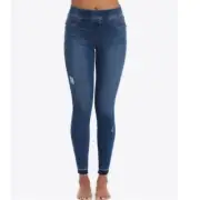 Spanx Distresssed Denim Jegging Medium Wash Size Large NEW