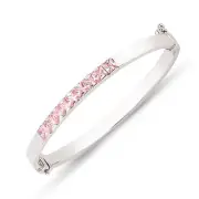 STERLING SILVER ETERNITY BABY BANGLE HINGED PINK CUBIC ZIRCONIA CHILDS BRACELET