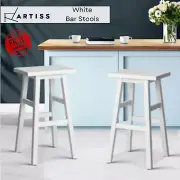 Artiss Wooden Backless Bar Stool White 2 Pack Kitchen Dining Room Counter