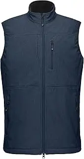 [33,000ft] Men's Lightweight Softshell Vest Fleece Lined Outerwear Gilet with 7 Pockets Zip Up Windproof Sleeveless Jacket Lightweight Outdoor Work Vest for Travel Golf Running Hiking