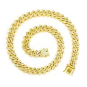 Qwakay Cuban Link Chain for Men Women Gold Silver Bling Miami Cuban Necklace