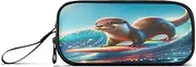 RPLIFE Cute Otter Surfing Funny Pencil Case Pencil Case Large Capacity, Pencil Case Girl