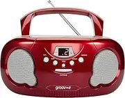 Groov-e GVPS733/RD Portable CD Player Boombox with AM/FM Radio, 3.5mm AUX Input, Headphone Jack, LED Display - Red, 21.0 cm*23.0 cm*10.0 cm