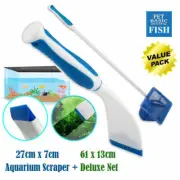 2Pcs Aquarium Deluxe Net & Scrapper Set Value Set Non Toxic and Safe to Fish