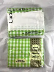 Stevens Utica Green White Country Gingham Print Twin Sheets Flat & Fitted New