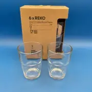 Ikea REKO Set of 6 Stackable Clear 6 oz. Glasses Juice, Milk, Beer Tasting
