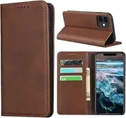 Cavor for iPhone 12 Mini Case,Cowhide Pattern Leather Case Magnetic Wallet Cover with Card Slots(5.4") -Dark Brown