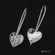 Sterling Silver Hammered Heart French Hook Earring Connector Ear Wire #97551