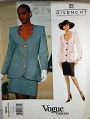 VINTAGE VOGUE GIVENCHEY PATTERN #1804 - JACKET & SKIRT - UNCUT SIZE 12-14-16