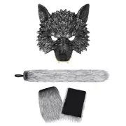 2/3Pcs Halloween Costume Wolf Suits Wolf Mask,Wolf Foxes Tail,Glove Set