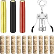 Waltool 91Pcs Wine Wing Corkscrew and #8 Straight Corks Wine Stoppers with PVC Heat Capsules Shrink Caps Set for Wine Cellars Bartenders, Restaurants & Home