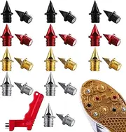 [Moxweyeni] 120 Pcs 1/4 Inch Field Track Spikes Replacement for Track Shoes Stainless Steel Pyramid Metal Track Spike for Running Hiking High Jumping Tool Cross Country with Wrench