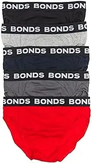 [Bonds] Men's Underwear Hipster Brief (5 Pack), Palais Blue / Fire Engine / New Grey Marle / Deep Arctic / Black (5 Pack), Large