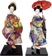 12" Kimono Geisha Doll, Japanese Kimono Doll Geisha Figurine Ornaments Gift Art Craft Collection/Gift,#04,2pcs/4202 (Color : #02, Size : 2pcs)