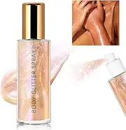 Noerrors Body Glitter Spray, Rose Gold Shimmering for Body Face Hair, Moisturising Bronze Body Shine Liquid Highlighter Quick Drying Spray 60 ml
