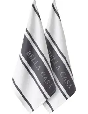 [Ladelle] Bella Casa Kitchen Towel Pack of 2 in White/Grey