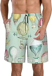 [OAROK] Cartoon Balloon Men's Casual Beach Shorts Quick Drying Shorts Men's Stretch Swim Trunks Daily Wear Style, White, Medium