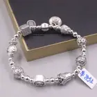 Pure S999 Fine Silver 999 Bracelet Lucky Fish Cabbage Square Beads Bangle