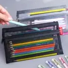 Zipper Stationery Pouch Nylon Storage Bag Transparent Mesh Pencil Bag Kids