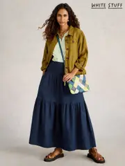 White Stuff Blue Cotton Phoebe Maxi Skirt (F97403) | $127