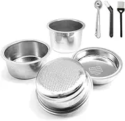 NEOUZA 51mm Filter Basket 1/2/4 Cup for Espresso Bottomless Portafilter,Compatible with Delonghi, Breville 51mm Coffee Machine, 304 Stainless Steel, Scoop Clip, Brewing Head Cleaning Brush, PP Brush