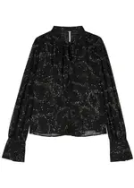 Free People Stars Align Printed Chiffon Blouse - Black - XS (UK 4-6 / XS) XS (UK 4-6 / XS)
